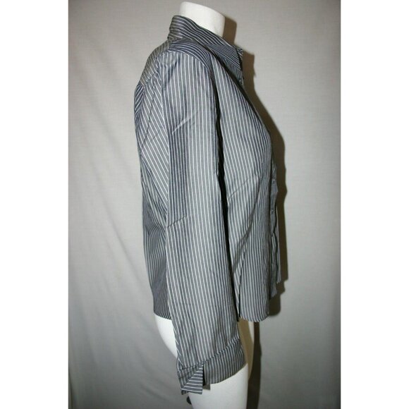 Espirit De Corp Women's Blouse Gray Size M Long Sleeves Collar Cuffs Buttons - Picture 4 of 7